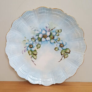 Vintage Graud Limoge France Scalloped Plate Hand Painted Flowers Suzan Eggert